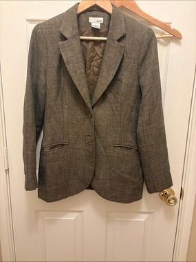 Hennes Women's Olive-Brown Tweed Blazer A089